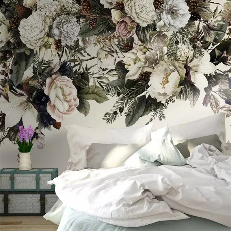 Простые скандинавские Ретро Цветы американский стиль цветочные стены профессиональное производство фрески обои плакат фото стены