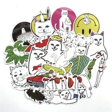 50pcs hot pin Middle Finger cat graffiti ripndipp waterproof sticker For Fridge Travel Suitcase Bike Sliding Plate Car Styling