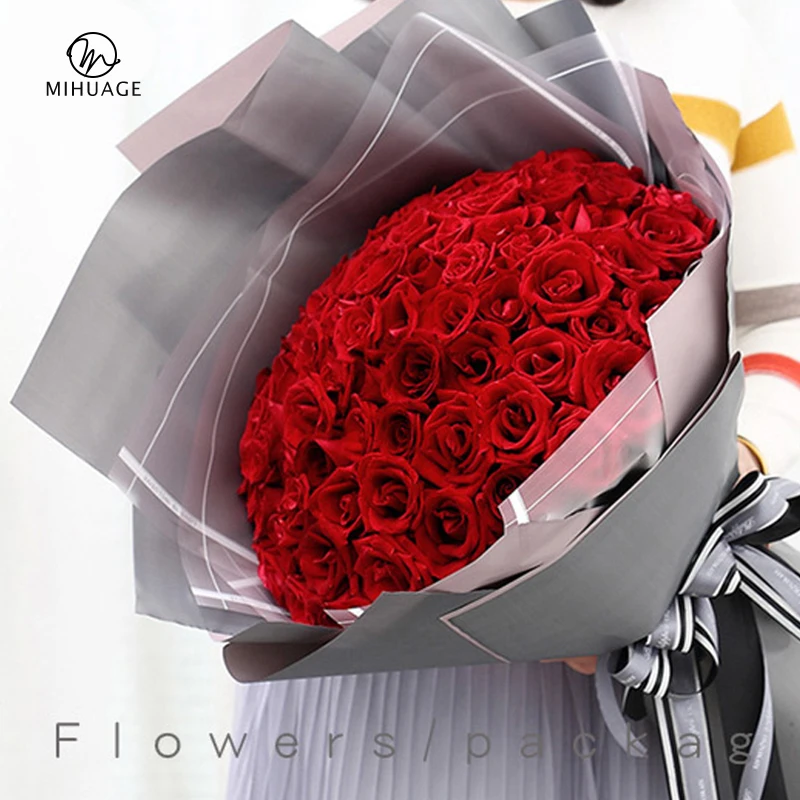 

MiHuaGe Double-Sided Two-Color Flower Wrapping Paper Wedding Holiday Gifts Waterproof Padded Flower Packaging Materials
