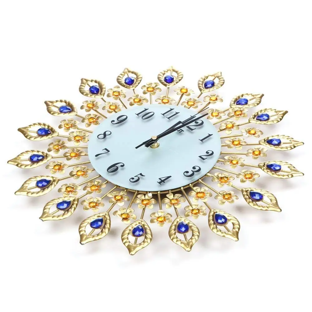 Роскошные большие настенные часы из Искусственного хрусталя с бриллиантами, металлические настенные часы для гостиной, украшение для дома(#1 золото
