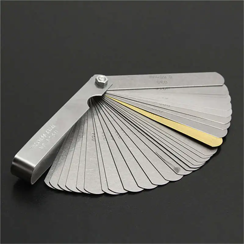 

Steel 32 Blade Laser Feeler Gauge Tune Up Thickness Set IMP/METRIC + BRASS Imperial Metric Measuring Tool