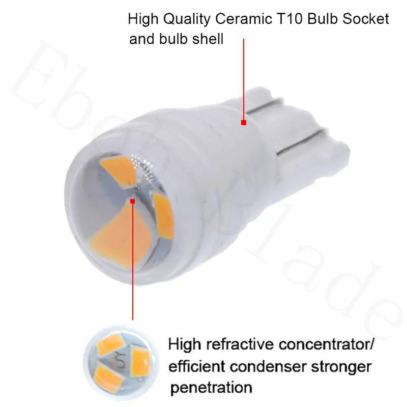 2/5 шт T10 W5W светодиодный светильник 2835 3-Smd авто керамический Автомобильный светодиодный Купол Карта багажник номерной знак светильник лампа Янтарный, оранжевый светильник ing