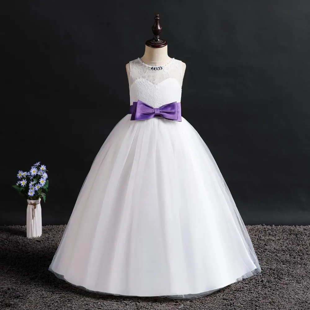 

baby dress princess party dress girl Beads Bow baby girl clothes girl dress long tutu dress Wedding presiding Stage performance