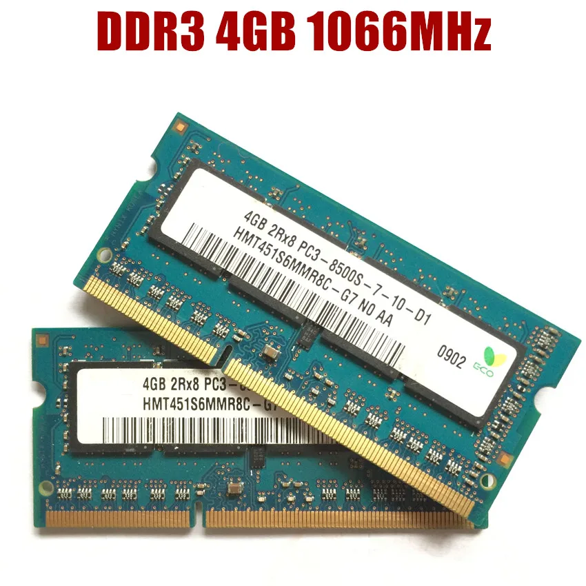 4G 2Rx8 PC3-8500S DDR3 1066 МГц 4 Гб памяти для ноутбука 4G pc3 8500S 1066 МГц модуль для ноутбука SODIMM ram Hynix chipset