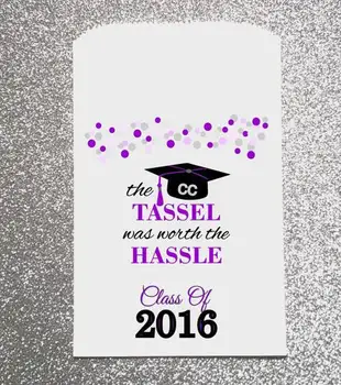 

personalized Graduation Tassel Cap class of 2017 2018 candy Buffet treat gift bar bags Bakery Cookie Favor popcorn packets