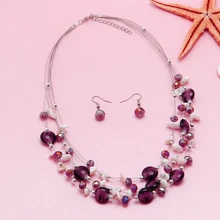 Хит, богема, бижутерия, серьги и серебряная цепочка, колье, наборы для женщин, хрустальные бусы, ювелирные наборы, Модный женский ювелирный набор