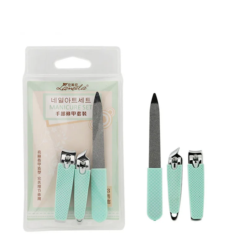 

3 Pcs/Set Mint Green Nails Cutter Pedicure Tool Oblique Nail Scissors Clippers Stainless Steel Nail File Knife Manicure Set