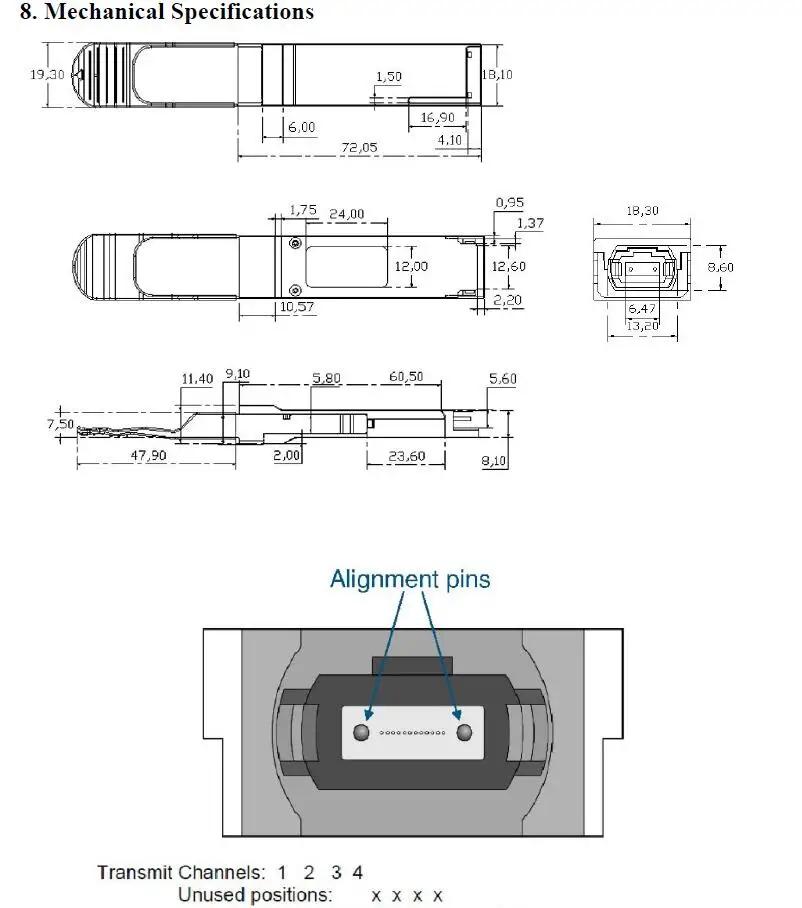 QSFP-40G-SR MPO 100 M, 40 Гбит/с MMF, 850nm 300 m QSFP + волоконный модуль оптического трансивера