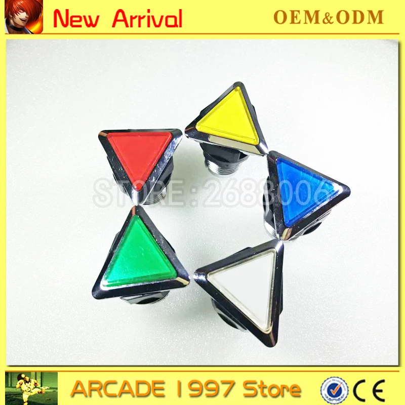 

1pcs CHROME Plated illuminated 12v Triangle LED Arcade Push Button with microswitch 5 colors