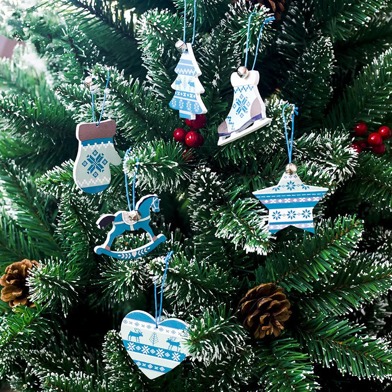 

3 PCS/Pack Nordic Style Christmas Innovative Wooden Home & Living Bell heart horse Decor Christmas Tree Wooden Card Pendant