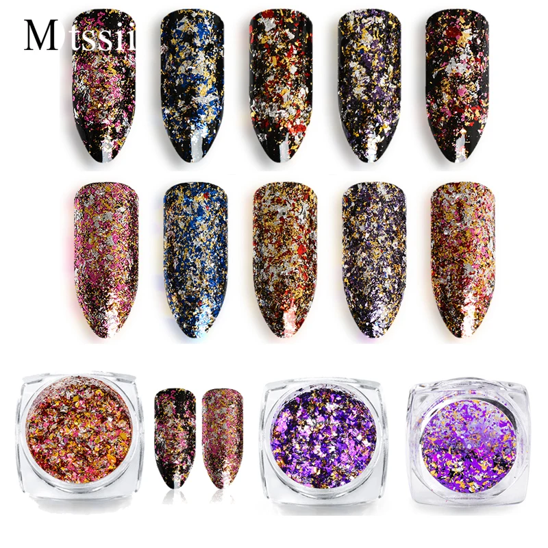 

Mtssii Magic Chameleon Glitter Nail Flakes Sequins Starry Foils Colorful Glitter Irregular Paillette Manicure Nail Decoration
