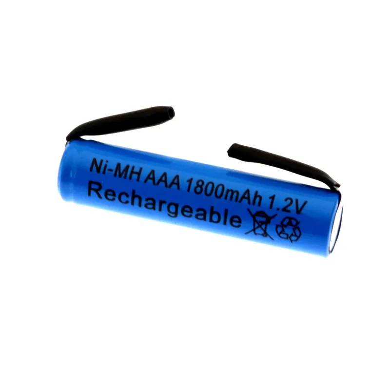 AAA Ni-MH 1,2 V AAA аккумулятор 1800mah с вкладками для сварки для Электробритва Philips Braun зубная щетка