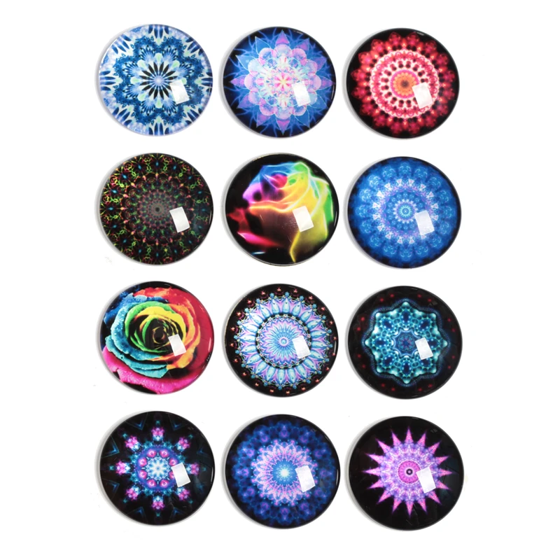 

10-30pcs 10mm-30mm Round Handmade Flower Pattern Photo Glass Cabochons Base Setting Jewelry Charms Accessory No.1040