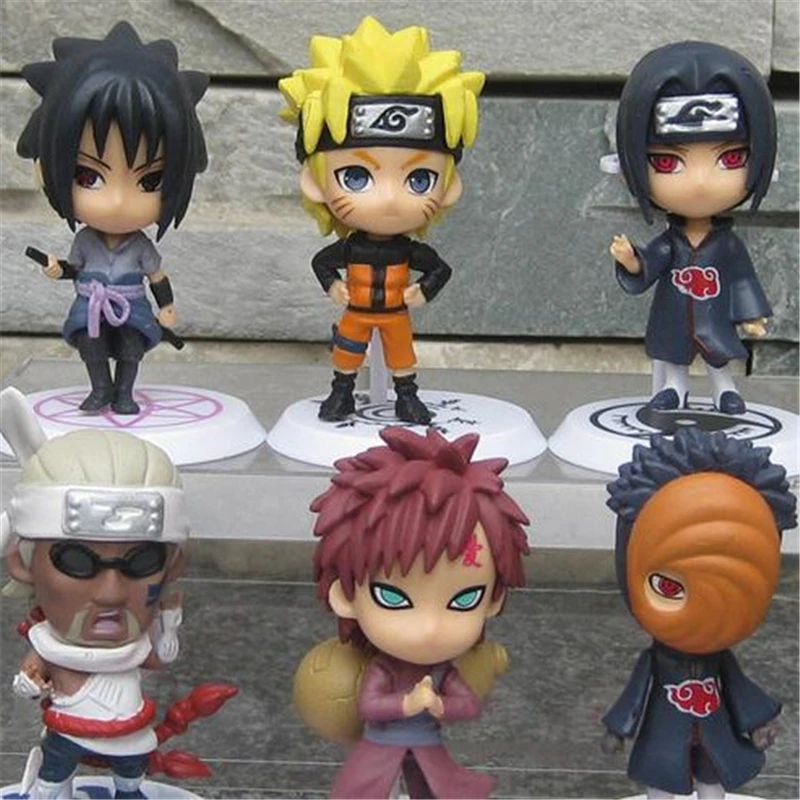 

6pcs/lot Naruto Figures PVC Anime Sasuke/Itachi/Gaara/Naruto/KillerB/Obito Model Toys Action Figure Collection Kids Toys