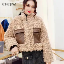 Зимняя новая короткая верхняя одежда из овечьей шерсти Женская куртка на молнии из плюша для локомотива модная короткая куртка женская тонкая парка YY275