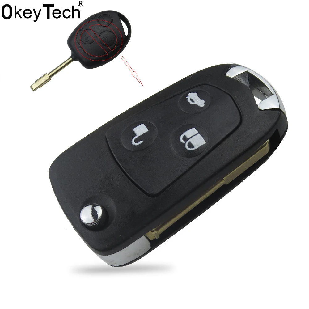 OkeyTech Replacement Car Styling Good Quality 3 Buttons Remote Folding Key Flip Shell Case Uncut Blank For Ford Focus Mondeo