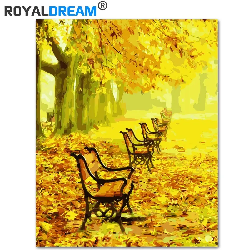 

ROYALDREAM Autumn Landscape DIY Painting By Numbers Kits Coloring Paint By Numbers Modern Wall Art Picture Gift
