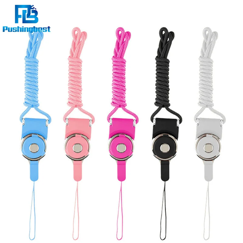 Pushingbest Detachable rotating ring buckle hanging rope Rotation Phone