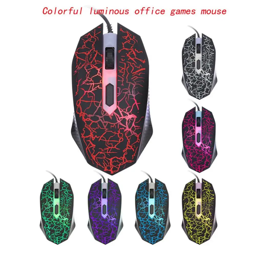 

Colorful Light Up USB Wired Mouse Mute 4 Buttons Mice For Office Games Switch service life up to 10 million times
