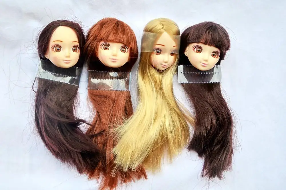 

1pcs Special Offer New Brand Original heads for Licca toys doll Fashion Doll Head Brown Hair Realistic Eyes DIY Accessories