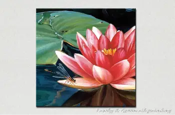 

Arthyx Hand Painted Modern Home Decoration Dragonfly And Lotus Oil Paintings On Canvas Sets Wall Art Pictures Landscape No Frame