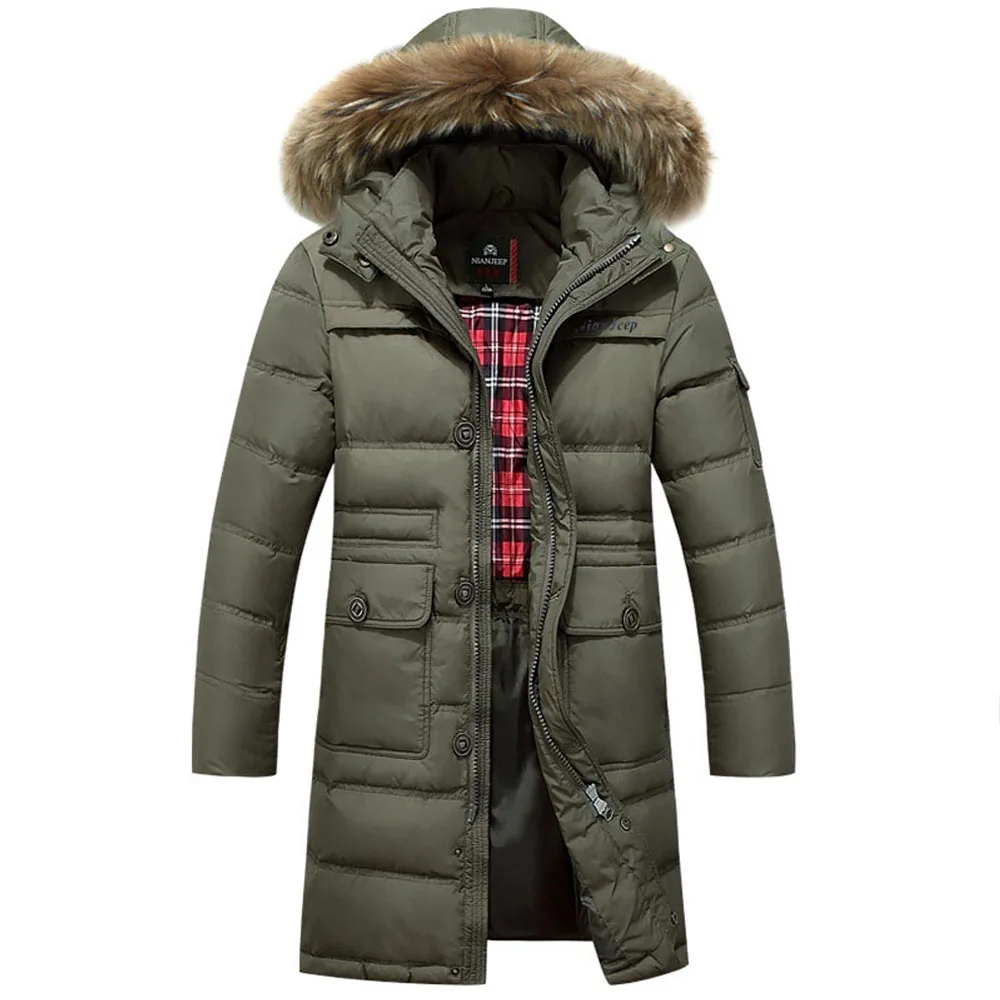 2016 Men's Clothing Winter Jacket Faux Fur Hooded Outwear Warm White ...