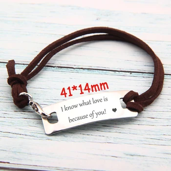 

Inspirational Bacelet I Know What Love Is Because Of You Unisex Gift Fashion Hand Stamped Jewelry Charm Holder Tag