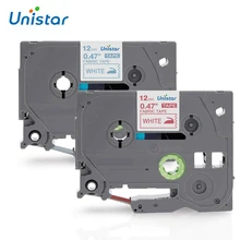 Unistar 2 шт TZe тканевая Лента совместима с Brother P-touch Tape 12 мм синий красный цвет ткань железный принтер этикеток TZe-FA3 TZe-FA3R