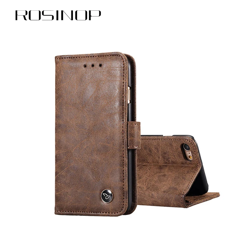 

ROSINOP Leather Wallet Case For iphone xr case x xs max Business Card Holder For iphone 6 7 8 Mobile Phone Accessories Kickstand