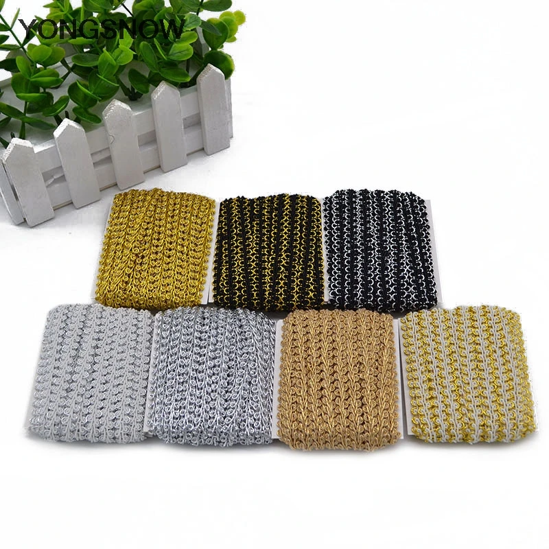 5m Gold Silver Lace Trim Ribbon Curve Lace Fabric Sewing Centipede Braided Lace Wedding Craft DIY Clothes Accessories Decoration - Image 2