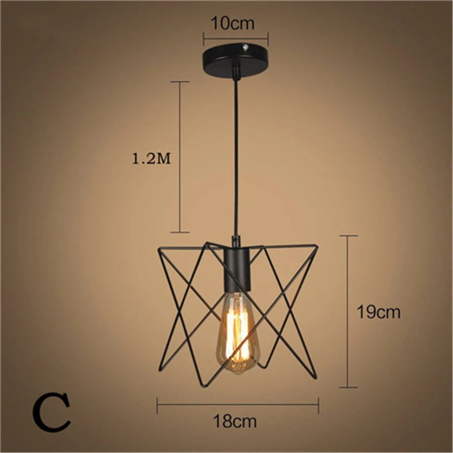 Современный подвесной светильник в черную клетку E27, минималистичный Железный Ретро Скандинавская пирамидальная лампа в стиле лофт, металлическая Подвесная лампа, DIY украшение дома