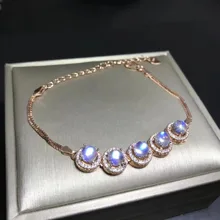 Натуральный светло-синий лунный камень браслет из натурального драгоценного камня 925 серебряный браслет модные элегантные круглые женские вечерние ювелирные изделия