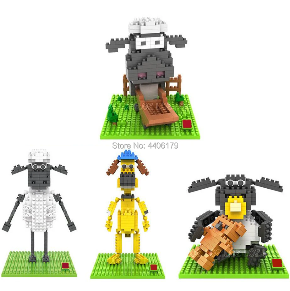 

LegoINGlys creators British 3d cartoon movie figures Shaun Sheep Bitzer dog micro diamond building blocks model bricks toys gift