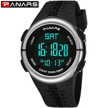 PANARS для мужчин часы наручные Черный Будильник 50 м водостойкий простой FashionSports светодио дный светодиодный цифровой relogio masculino