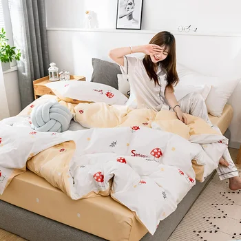 

Modern Style Pure Cotton 4pcs Bed Sets Bed Duvet Cover Bed Sheet Pillowcase Fruit Leopard Waves Flowers Full Queen King Home