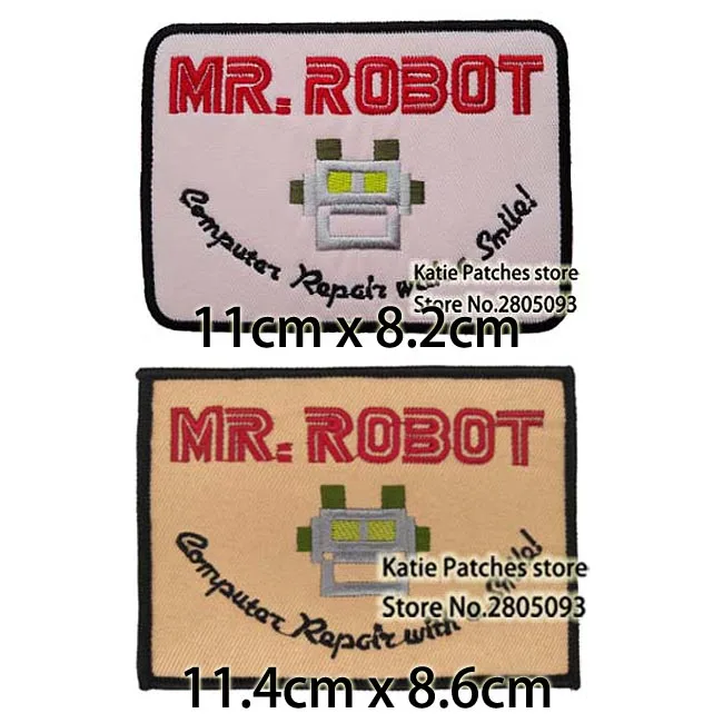 Computer Rapair With a Smile Embroidered Iron On Patches Mr.Robot Face Kids DIY Clothing Accessories for Jacket Backpack | Дом и сад