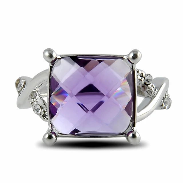 LNRRABC 1 pz Hot New Silver Taglia 6 7 8 Piazza del Cristallo Placcato Anello Es LNRRABC 1 pz Hot New Silver Taglia 6 7 8 Piazza del Cristallo Placcato Anello Es