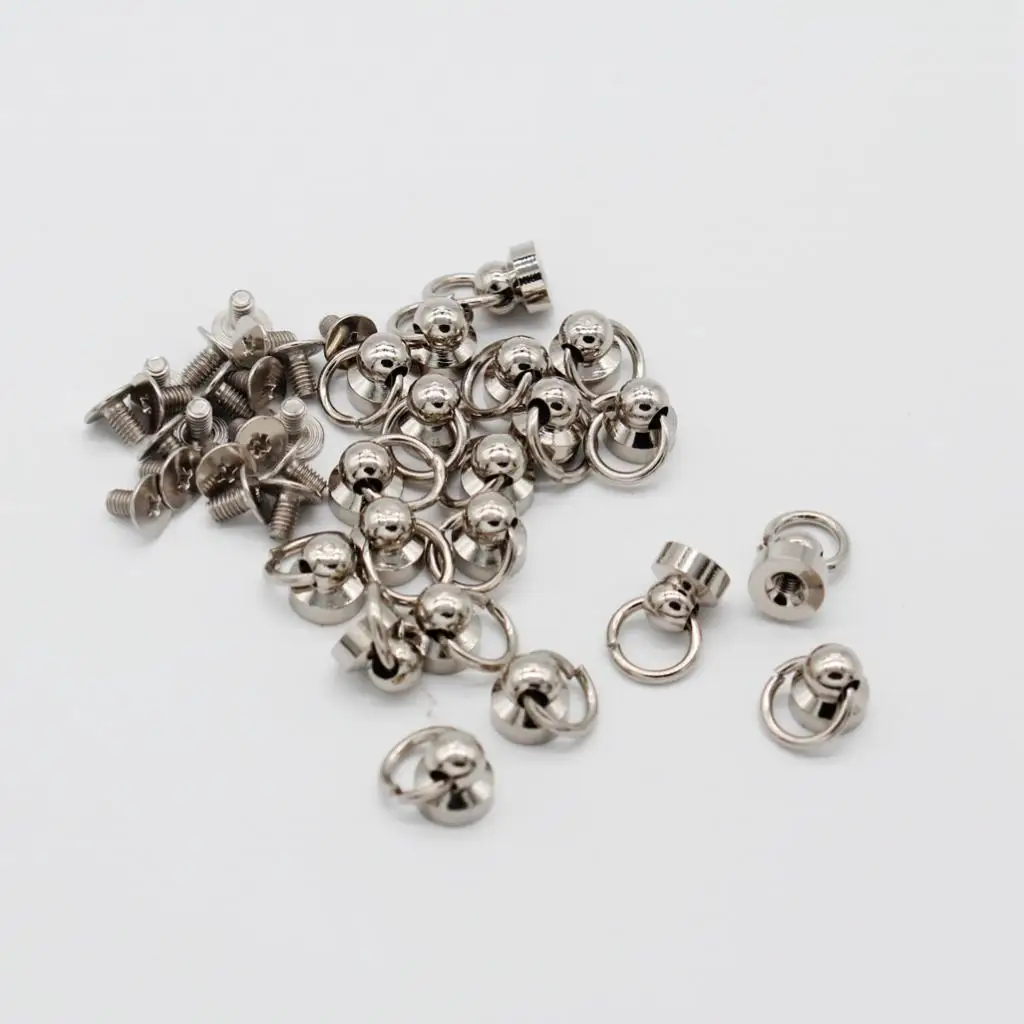 20pcs Brass Rivet Studs Screw Back Round Head O Ring Leather Craft Punk SpotS