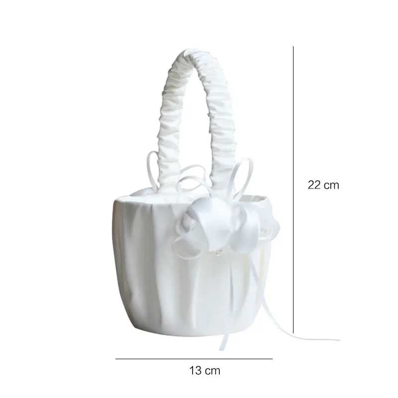 Свадебная церемония кольцо Подушка Цветочная корзина романтическая атласная корзина с бантом корзина для хранения для девочек принадлежности для свадебной вечеринки