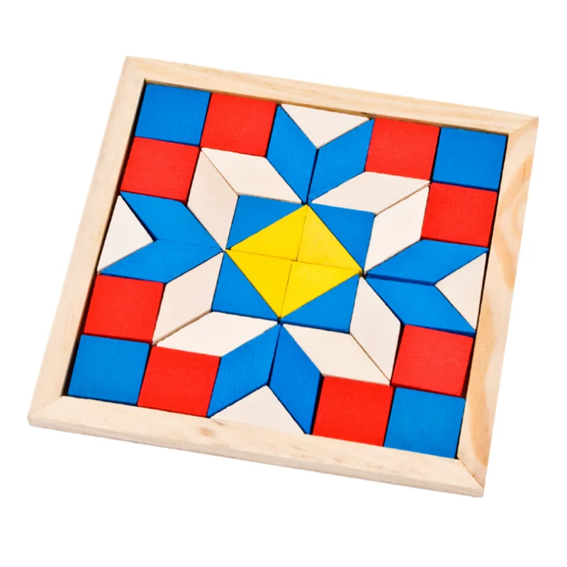 3D деревянные алмазные треугольные головоломки, красочные квадратные IQ игры, Логические интеллектуальные математические Развивающие игрушки для детей - Цвет: 1PCS