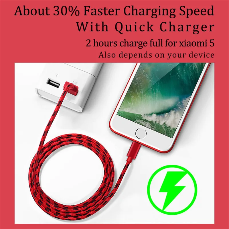Быстрая зарядка для Xiao mi провод usb кабель samsung Galaxy S10 A50 Xiaomi 9 huawei iPhone type C Red Note