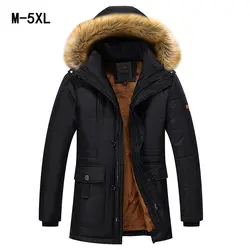 Зима большой натуральной меховой капюшон утка куртки Для мужчин теплые высокое качество вниз пальто мужской Повседневное зима Outerwer вниз