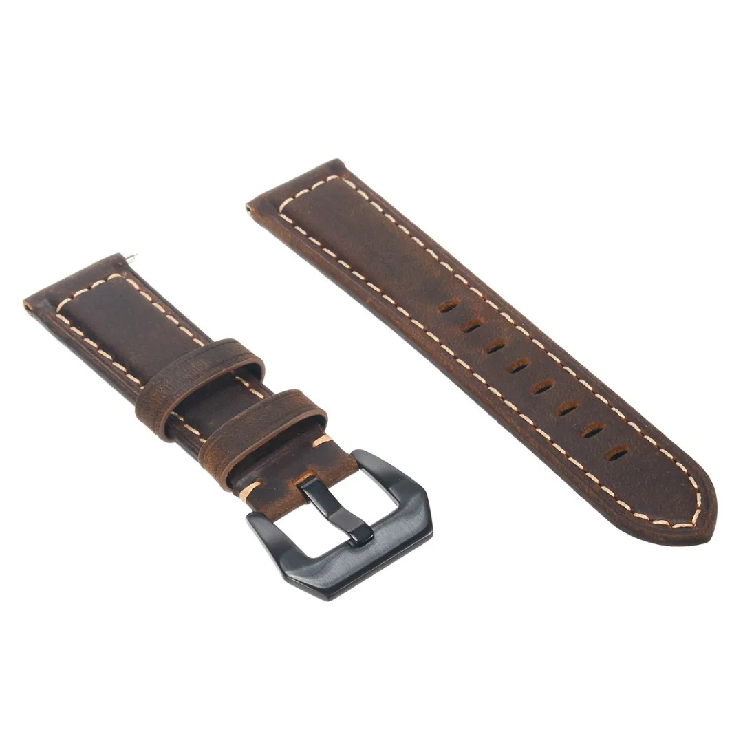 Black Brown Watch Band Genuine Leather Straps 42 /46mm Universal Quick Replacement Strap For Samsung Galaxy Watch Watchbands