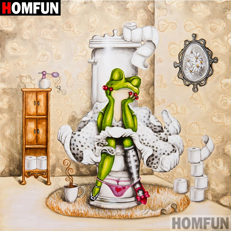 Алмазная 5D картина HOMFUN сделай сам полноразмерная/круглая вышивка Туалет лягушка