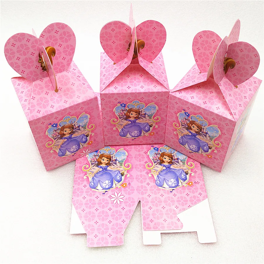 

6pcs/lot sofia princess party supplies candy box birthday theme party loading gift loot box decoration happy kids party favor
