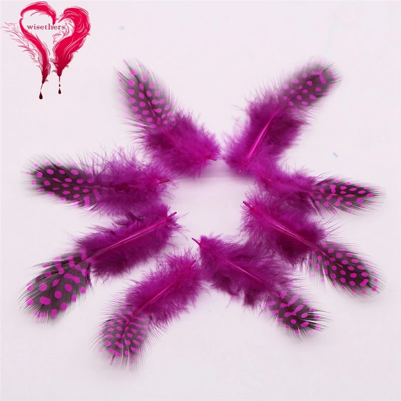 3 rose red guinea fowl feather 2