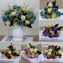 Faroot 5 букет 10 голова артифический розовый Шелковый цветок свадебный букет Декор