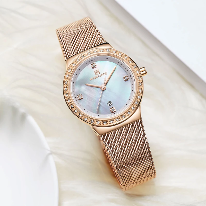 2019 NAVIFORCE New Women Luxury Brand Watch Fashion Rose Gold Quartz Watches Female Clock Casual Ladies 2