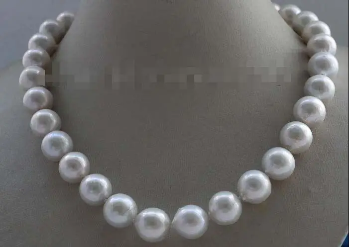 

Free shipping hot sale Women Bridal Wedding Jewelry >>Natural 14mm White Round Edison Reborn Keshi Pearl necklace 925sc mabe
