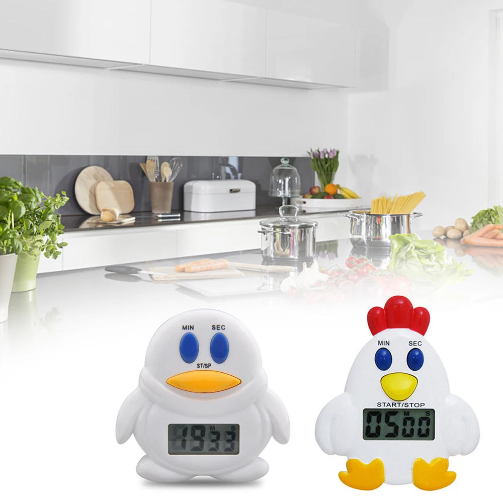 Новые милые курицы из мультика Кухонный Таймер приготовления пищи и выпечки помощник 100 минут напоминание Пингвин электронные с ЖК-дисплеем цифровые Обратный отсчет